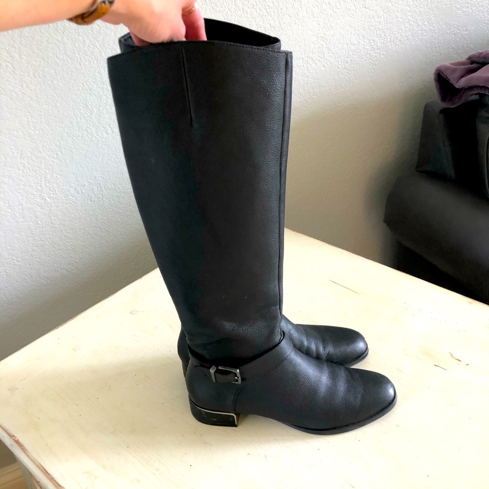 Kenneth Cole Black Leather Knee High Boots